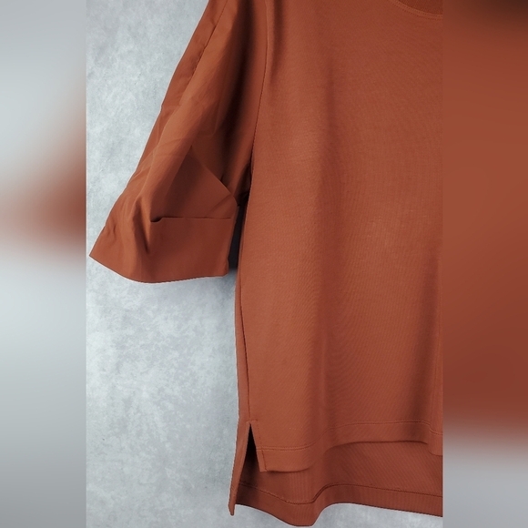 Athleta Hybrid Harlow Cotton Chocolate‎ Brown Short Sleeve Women's Tee Size SP - Picture 3 of 10